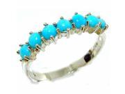 Solid 14K White Gold Womens Turquoise Anniversary Eternity Ring Size 8.75 Finger Sizes 5 to 12 Available