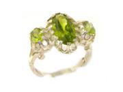 Large Luxury Solid Sterling Silver Natural Vibrant Peridot Victorian Inspired Ring Size 5.25 Finger Sizes 5 to 12 Available