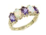 Victorian Design Solid English Sterling Silver Natural Amethyst Fiery Opal Band Ring Size 11.5 Finger Sizes 5 to 12 Available