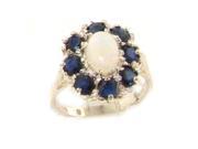 Luxury Ladies Solid White 9K Gold Natural Opal Sapphire Large Cluster Ring Size 10.25 Finger Sizes 5 to 12 Available