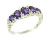 High Quality Solid White 9K Gold Natural Amethyst English Victorian Ring Size 10.5 Finger Sizes 5 to 12 Available