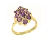 Luxury Ladies Solid British Yellow 9K Gold Natural Amethyst Cluster Ring Size 11.25 Finger Sizes 5 to 12 Available