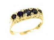Luxury Solid Yellow 9K Gold Natural Deep Blue Sapphire Victorian Style Eternity Ring Size 8.75 Finger Sizes 5 to 12 Available