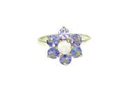 Solid English Yellow 9K Gold Ladies Stunning Luxury Fiery Opal Tanzanite Cluster Ring Size 7.75 Finger Sizes 5 to 12 Available