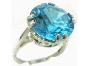 Solid 9K White Gold Womens Large 14mm Synthetic Paraiba Tourmaline Vintage Solitaire Cocktail Ring Size 6.5 Finger Sizes 4 to 12 Available