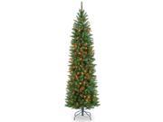 National Tree Company 6.5' Kingswood Fir Hinged Pencil Tree With 250 Multicolor Lights