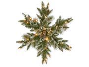 Glittery Bristle Pine 32 in. Artificial Snowflake with Battery Operated Warm White LED Lights