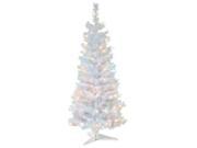 National Tree Company 4' White Iridescent Tinsel Tree With Plastic Stand & 70 Clear Lights