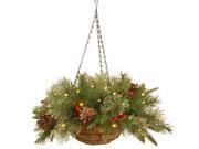 20 in. Colonial Hanging Basket with Battery Operated Warm White LED Lights