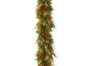 6' Decorative Collection Juniper Mix Pine Garland with Warm white LED Lights