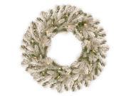 National Tree Company 24" Feel Real Snowy Sheffield Spruce Wreath With 50 Battery-Operated Led Lights & Timer