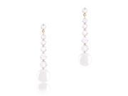 18k Gold Plated White Shell Pearl with 6 Graduated Cubic Zirconia Drop Earrings 9 9.5 mm