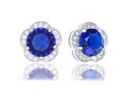 18k Gold Plated Cubic Zirconia Flower Halo Stud Earrings 2.30 carats