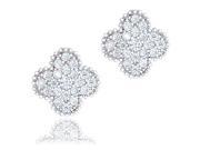 18k Gold Plated Cubic Zirconia Four Leaf Clover Stud Earrings