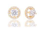 18k Gold Plated Illusion Solitaire Cubic Zirconia Halo Stud Earrings 2.25 carats