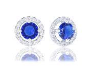 18k Gold Plated Illusion Solitaire Cubic Zirconia Halo Stud Earrings 2.25 carats
