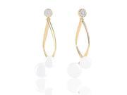 18k Yellow Gold Plated Round Shell Pearls with Cubic Zirconia Earrings 10.5 11 mm