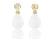 18k Gold Plated White Shell Pearl with Cubic Zirconia Earrings 11.5 12mm 1.20 carats