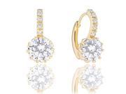 18k Gold Plated Solitaire Cubic Zirconia Leverback Earrings 5.00 carats