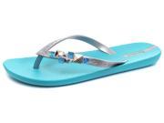 New Ipanema Brasil Jewel II Blue Silver Womens Summer Flip Flops Size 10