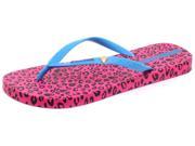 New Ipanema Brasil Leopard Blue Pink Womens Beach Flip Flops Size 7