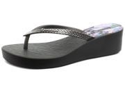 New Ipanema Brasil Deco II Platform Black Silver Womens Flip Flops Size 7