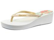 New Ipanema Brasil Deco II Platform White Gold Womens Flip Flops Size 9