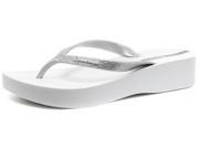 New Ipanema Brasil Platform White Silver Womens Wedge Flip Flops Size 7