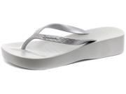 New Ipanema Brasil Platform Silver Womens Wedge Beach Flip Flops Size Size 8