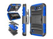 LG K4 Case LG Optimus Zone 3 Case Tekcoo ™ [Hoplite Series] [Blue] Shock Absorbing Holster Locking Belt Clip Defender Heavy Kickstand Stand Case Cover For LG
