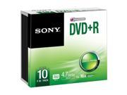 SONY DVD R 4.7GB 16x pk 10 Slim Case recordable discs dvdr blank media