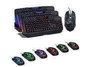 3 Backlight Colors Red Blue Purple Gaming Keyboard 2400DPI 6D Game Mouse