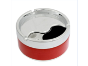 Amico Red Silver Tone Cylindric Cigarette Ash Holder Removable Lid Ashtray