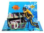 Fish Aquarium Decoration Treasure Hunter Diver Fish Tank Ornament Landscape black
