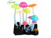 Aquarium Fish Tank Soft Silicone Mushroom Decoration Ornament With suction cup 9 Heads Coral Decoration