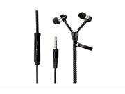 Zipper Stereo 3.5mm Earphone with Microphone for Iphone 6 6 Plus 5 5s Mp3 Ipod Black