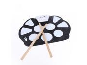 Vibob Portable Electronic Roll up Drum Pad Kit Silicone Foldable with 2 pcs Sticks 2 pcs Foot pedals