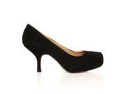 ADA Black Faux Suede Kitten Mid Heel Classic Court Shoes Size US 6