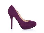 EVE Purple Faux Suede Stiletto High Heel Platform Court Shoes Size US 8