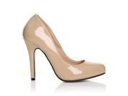 ShuWish HILLARY Patent PU Leather Stilleto High Heel Classic Court Shoes Size US 9 Nude