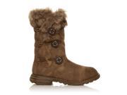 H047 Taupe PU Leather Block Low Heel 3 Button Snow Winter Boots Size US 6