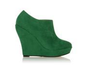 H051 Green Faux Suede Wedge Very High Heel Platform Shoes Size US 6
