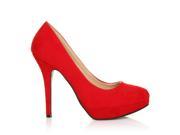 EVE Red Faux Suede Stiletto High Heel Platform Court Shoes Size US 5