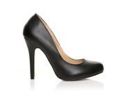 ShuWish HILLARY PU Leather Stilleto High Heel Classic Court Shoes Size US 9 Black