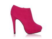 ShuWish H20 Faux Suede Stilleto Very High Heel Ankle Shoe Boots Size US 9 Fuchsia