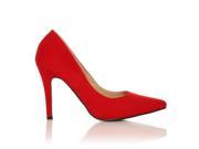 DARCY Red Faux Suede Stilleto High Heel Pointed Court Shoes Size US 7