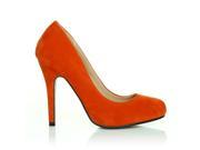 HILLARY Orange Faux Suede Stilleto High Heel Classic Court Shoes Size US 5