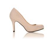 PEARL Nude Faux Suede Stiletto High Heel Classic Court Shoes Size US 8