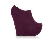 ShuWish TINA Faux Suede Wedge Very High Heel Platform Ankle Shoe Boots Size US 9 Purple