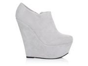 TINA Grey Faux Suede Wedge Very High Heel Platform Ankle Shoe Boots Size US 9